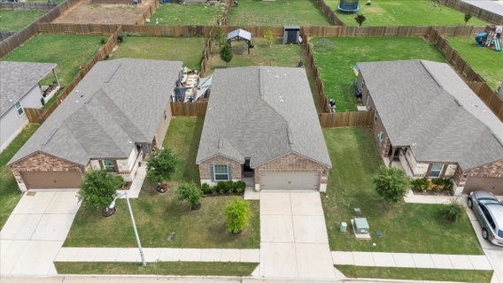 Aerial perspective of suburban area